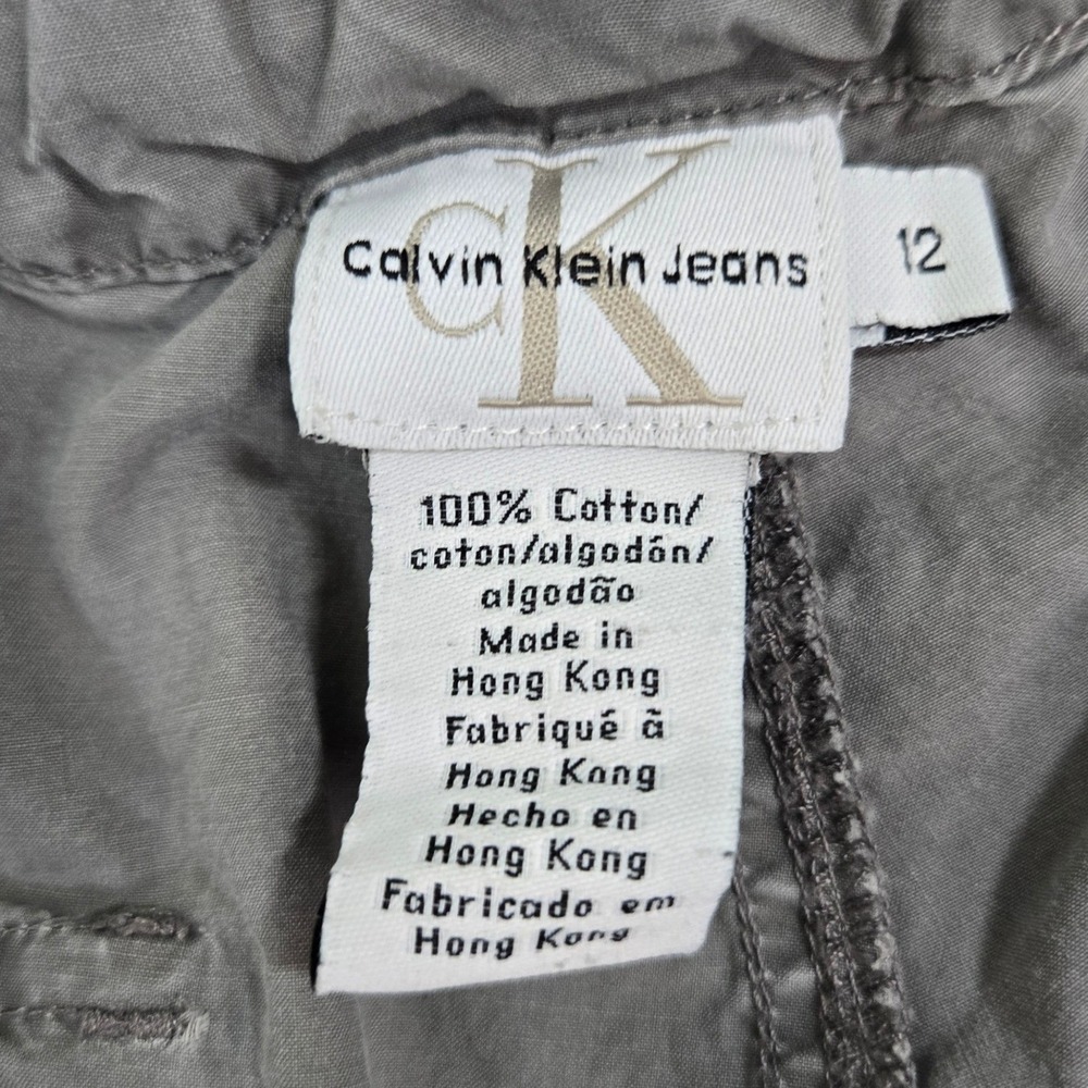 Vintage Calvin Klein Jeans 12 Parachute Cargo Pants Gray Drawstring Hem 90s Gorp - Picture 4 of 11